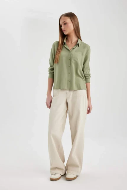 Wide Leg Normal Bel Standart Boy Gabardin Pantolon