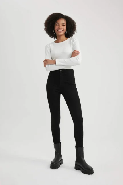 Jegging Yüksek Bel Bilek Boy Dar Paça Jean Pantolon