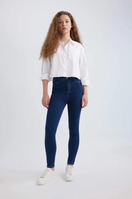 Jegging Yüksek Bel Bilek Boy Dar Paça Jean Pantolon