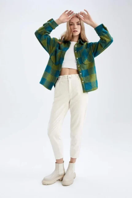 Oversize Fit Flanel Uzun Kollu Gömlek