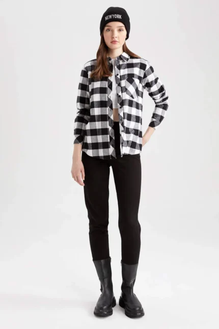 Regular Fit Kareli Flanel Uzun Kollu %100 Pamuk Gömlek