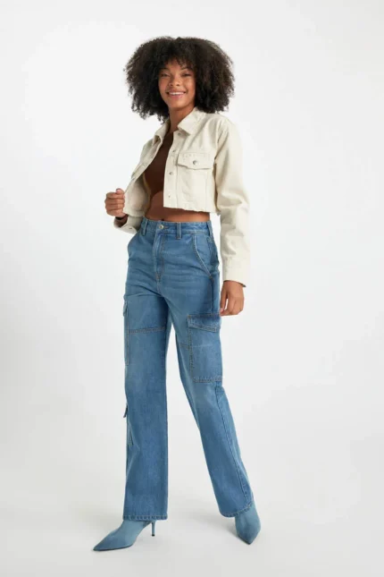 Oversize Fit Crop Gabardin Gömlek Ceket